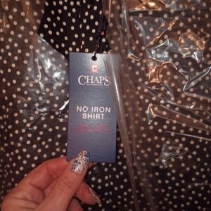 Chaps Black and White Polka Dot Button Down Shirt